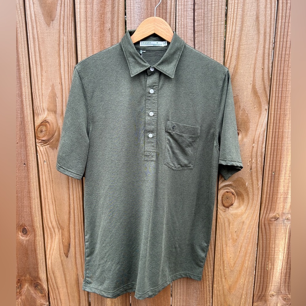 Olive Criquet Performance Polo in Size Medium